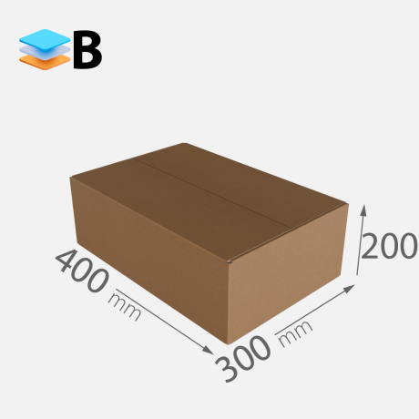 Przejdź do produktu Karton 400x300x200 Fala B 320g/m2 szary 3w fefco 201 // 1*paczka [20szt/ kompl.]