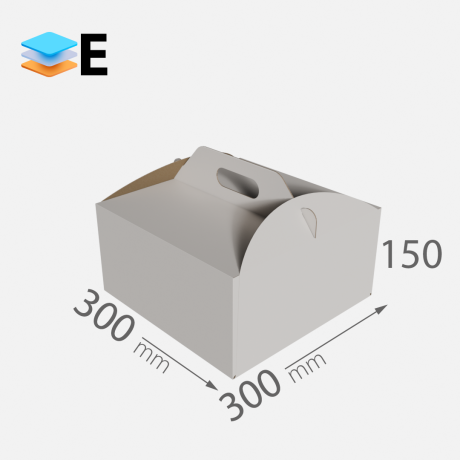 Przejdź do produktu Karton na tort z rączką 300x300x150  // 1*paczka [10szt/ kompl.]